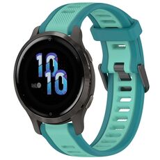 Per cinturino per orologio in silicone testurizzato bicolore Garmin Venu 2S 18 mm (verde acqua)