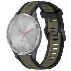 Per cinturino in silicone strutturato bicolore Garmin Vivomove 3S 18mm (verde + nero)