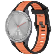 Per cinturino in silicone strutturato bicolore Garmin Vivomove 3S 18mm (arancione + nero)