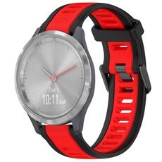 Per cinturino in silicone strutturato bicolore Garmin Vivomove 3S 18mm (rosso + nero)