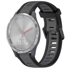 Per cinturino in silicone strutturato bicolore Garmin Vivomove 3S 18mm (grigio + nero)