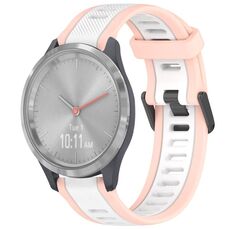 Per cinturino in silicone strutturato bicolore Garmin Vivomove 3S 18mm (bianco + rosa)