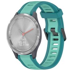 Per cinturino per orologio in silicone testurizzato bicolore Garmin Vivomove 3S 18mm (verde acqua)