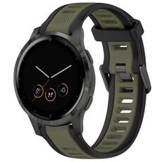 Per cinturino in silicone testurizzato bicolore Garmin Vivoactive 4S 18mm (verde + nero)