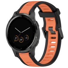 Per cinturino in silicone strutturato bicolore Garmin Vivoactive 4S 18mm (arancione + nero)