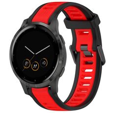 Per cinturino in silicone strutturato bicolore Garmin Vivoactive 4S 18mm (rosso + nero)
