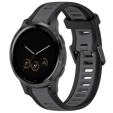 Per cinturino in silicone strutturato bicolore Garmin Vivoactive 4S 18mm (grigio + nero)
