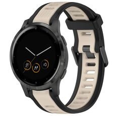 Per cinturino in silicone testurizzato bicolore Garmin Vivoactive 4S 18mm (Starlight + nero)