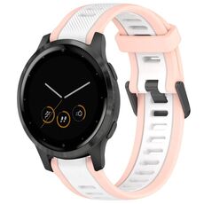 Per cinturino in silicone strutturato bicolore Garmin Vivoactive 4S 18mm (bianco + rosa)