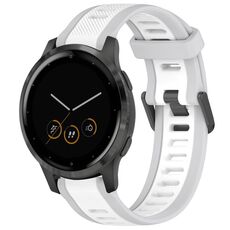 Per cinturino in silicone strutturato bicolore Garmin Vivoactive 4S 18mm (bianco + grigio)