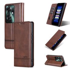 Per OPPO Reno11 F AZNS custodia magnetica in pelle di vitello con vibrazione (marrone scuro)
