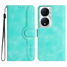 Custodia per cellulare in pelle con motivo a cuore per Honor X7b (azzurro)