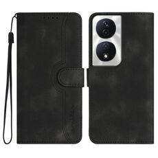 Per Honor X7b Custodia in pelle con motivo a cuore Skin Feel (nera)