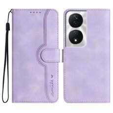 Custodia per telefono in pelle per Honor X7b con motivo a cuore Skin Feel (viola)