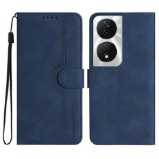 Custodia per cellulare in pelle con motivo a cuore per Honor X7b (blu reale)