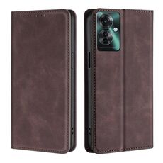 Per OPPO Reno11 F 5G Custodia per telefono in pelle magnetica Skin Feel (marrone scuro)