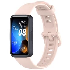 Per Huawei Band 8/9/9 NFC cinturino in silicone con fibbia colorata tinta unita (rosa chiaro)