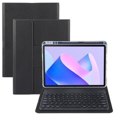 Custodia in pelle con supporto girevole per tastiera Bluetooth con pulsanti rotondi per Huawei MatePad 11 2023/2021 (nero)
