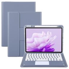 Per Huawei MatePad Air 11.5 Custodia in pelle con supporto girevole per tastiera Bluetooth con pulsanti rotondi e touchpad (viola lavanda)