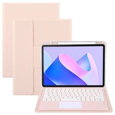 Per Huawei MatePad 11 2023/2021 Custodia in pelle con supporto girevole per tastiera Bluetooth con pulsanti rotondi e touchpad (oro rosa)