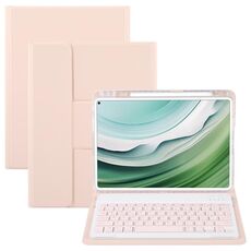 Per Huawei MatePad Pro 11 2024/2022 Custodia in pelle con supporto girevole per tastiera Bluetooth con pulsante quadrato (oro rosa)