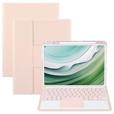 Per Huawei MatePad Pro 11 2024/2022 Custodia in pelle con supporto girevole per tastiera Bluetooth con pulsanti quadrati e touchpad (oro rosa)