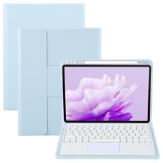 Per Huawei MatePad Air 11.5 Custodia in pelle con supporto girevole per tastiera Bluetooth con pulsanti quadrati e touchpad (blu cielo)