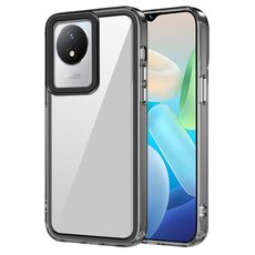 Per vivo Y02/Y02A Custodia per telefono antiurto in acrilico trasparente + TPU (nero trasparente)
