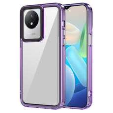 Per vivo Y02/Y02A Custodia per telefono antiurto in acrilico trasparente + TPU (viola trasparente)