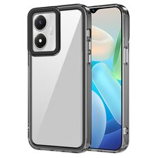 Per vivo Y02s/Y16/Y56/T2x 5G India Custodia per telefono antiurto in acrilico trasparente + TPU (nero trasparente)