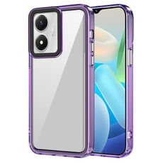 Per vivo Y02s/Y16/Y56/T2x 5G India Custodia per telefono antiurto in acrilico trasparente + TPU (viola trasparente)