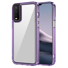 Per vivo Y20 2021/iQOO U1x Custodia per telefono antiurto in acrilico trasparente + TPU (viola trasparente)
