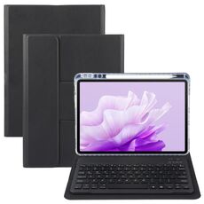Per Huawei MatePad Air 11.5 Custodia in pelle con supporto girevole per tastiera Bluetooth retroilluminata con pulsanti quadrati (nero)