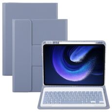 Per Xiaomi Pad 6 Custodia in pelle con supporto girevole per tastiera Bluetooth con pulsanti quadrati (viola lavanda)