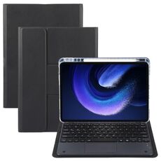 Per Xiaomi Pad 6 Custodia in pelle con supporto girevole per tastiera Bluetooth con pulsanti quadrati e touchpad (nero)