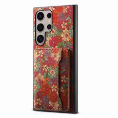 Custodia per telefono con supporto per slot per scheda Samsung Galaxy S24 Ultra 5G (rosso estate)