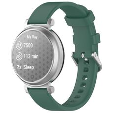 Per cinturino per orologio in silicone con fibbia argento Garmin Lily 2 14mm (verde scuro)
