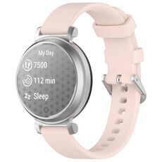 Per cinturino per orologio in silicone con fibbia argento Garmin Lily 2 14mm (rosa chiaro)