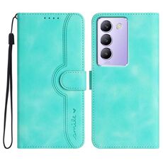 Per vivo V30 Lite 5G India/T3 5G IDN Custodia in pelle con motivo a cuore Skin Feel (azzurro)