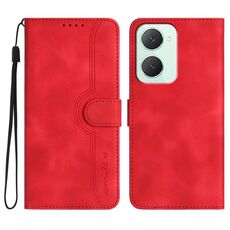 Per vivo Y03 4G Global Heart Pattern Skin Feel Custodia in pelle per cellulare (rossa)