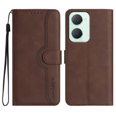 Per vivo Y03 4G Global Heart Pattern Skin Feel Custodia in pelle per cellulare (marrone)