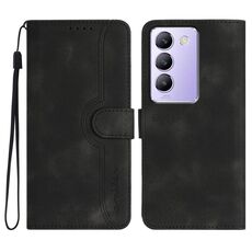 Per vivo Y100 5G IDN/Y200e 5G Global Heart Pattern Skin Feel Custodia in pelle per telefono (nero)