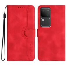 Custodia in pelle per vivo V30 5G Global/V30 Pro 5G Global con motivo a cuore (rosso)