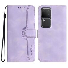 Custodia in pelle per vivo V30 5G Global/V30 Pro 5G Global con motivo a cuore (viola)