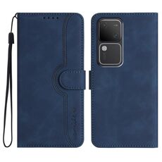 Custodia in pelle per vivo V30 5G Global/V30 Pro 5G Global con motivo a cuore (blu reale)