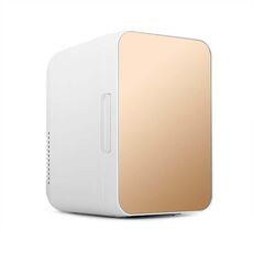 Mini frigorifero per auto/casa con pannello in vetro temperato da 8 litri, 37-48 W, presa europea (oro)