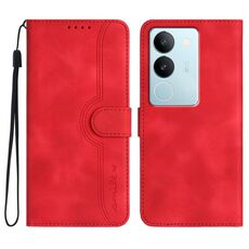 Per vivo V29 5G Global/V29 Pro Custodia in pelle con motivo a cuore Skin Feel (Rosso)