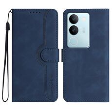 Custodia per cellulare in pelle con motivo a cuore per vivo V29 5G Global/V29 Pro (blu reale)