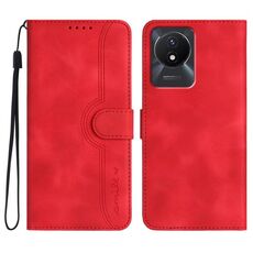 Per vivo Y02A 4G/Y02 4G/Y11 2023/Y02t Custodia per cellulare in pelle con motivo a cuore (rosso)
