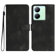 Custodia in pelle per vivo Y36 5G Global/Y36 4G Global con motivo a cuore (nero)